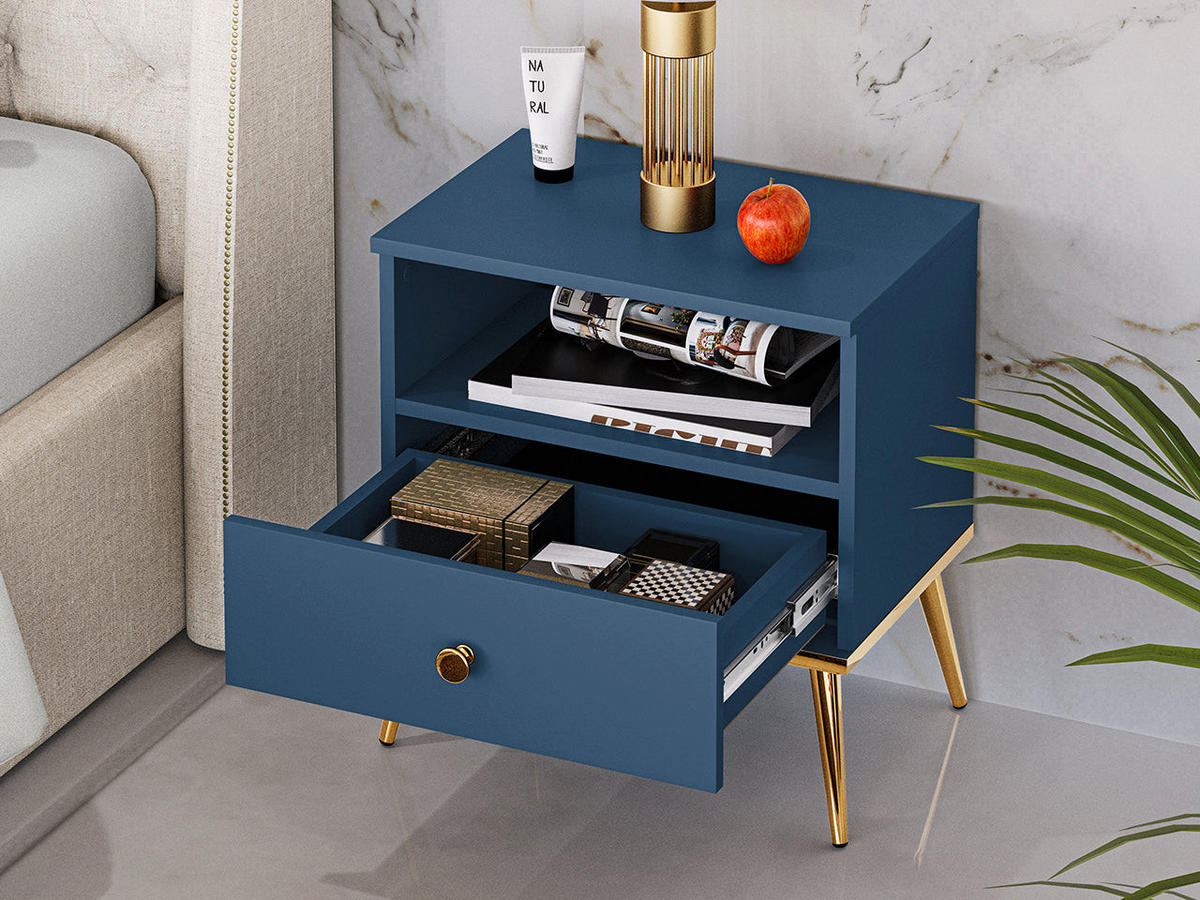 NACHTTISCH – 50 cm – Marine – Blau - Blau, Holzwerkstoff (50/54/34cm) - hi-markt