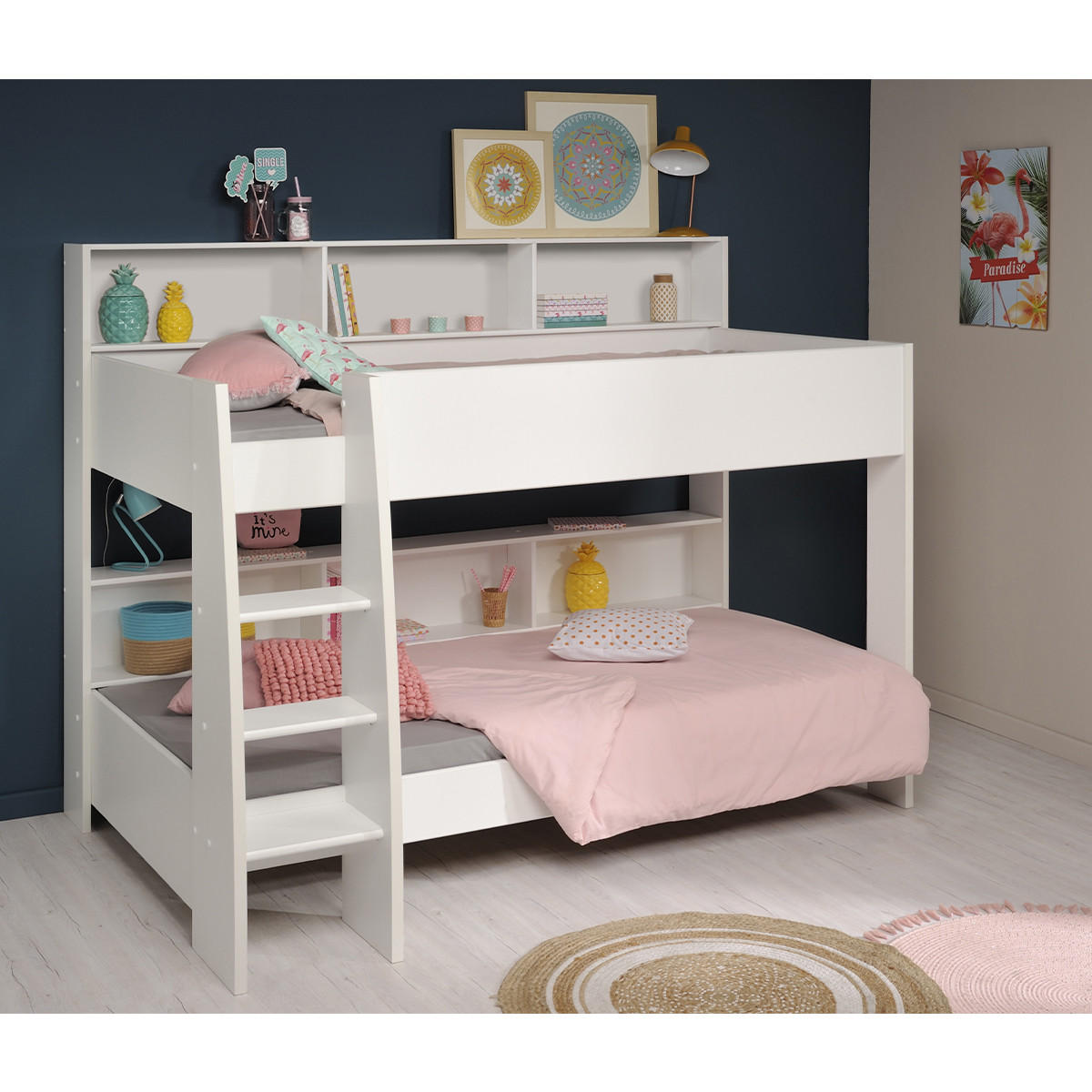 HOCHBETT mit Nischen - 90x200 cm - Leo - Weiß, Holzwerkstoff (90/200cm) - Calicosy