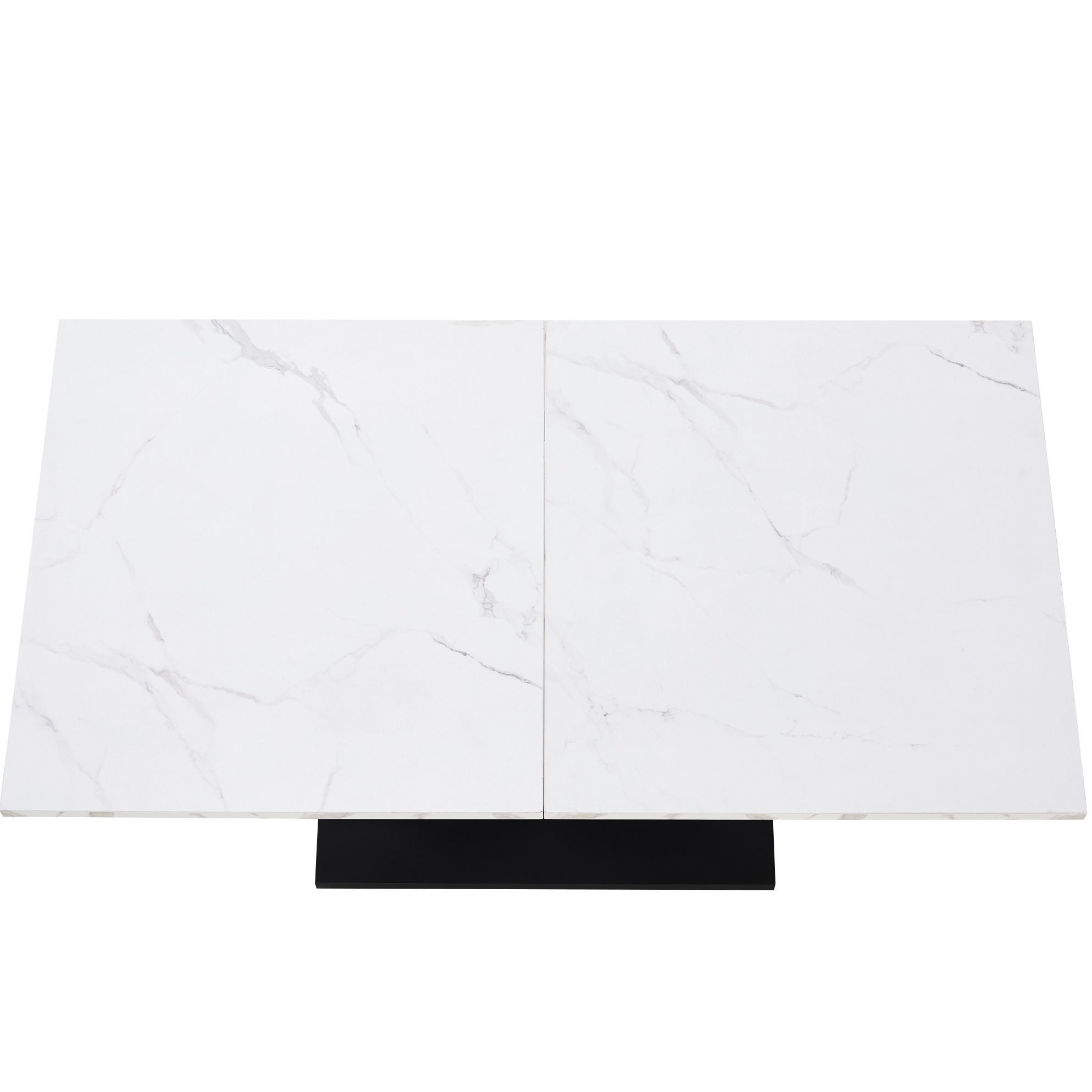 ESSTISCH 140/75/75,5 cm mit MDF-Tischplatte, verstellbaren Füßen und Marmormuster, Weiß/Schwarz - Weiß, Holzwerkstoff (140/75/75.5cm) - Redom