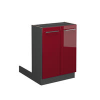 KÜCHENINSEL Fame-Line Bordeaux Hochglanz 60 cm ohne AP - Bordeaux/Anthrazit, Holzwerkstoff (60/82/70cm) - Vicco