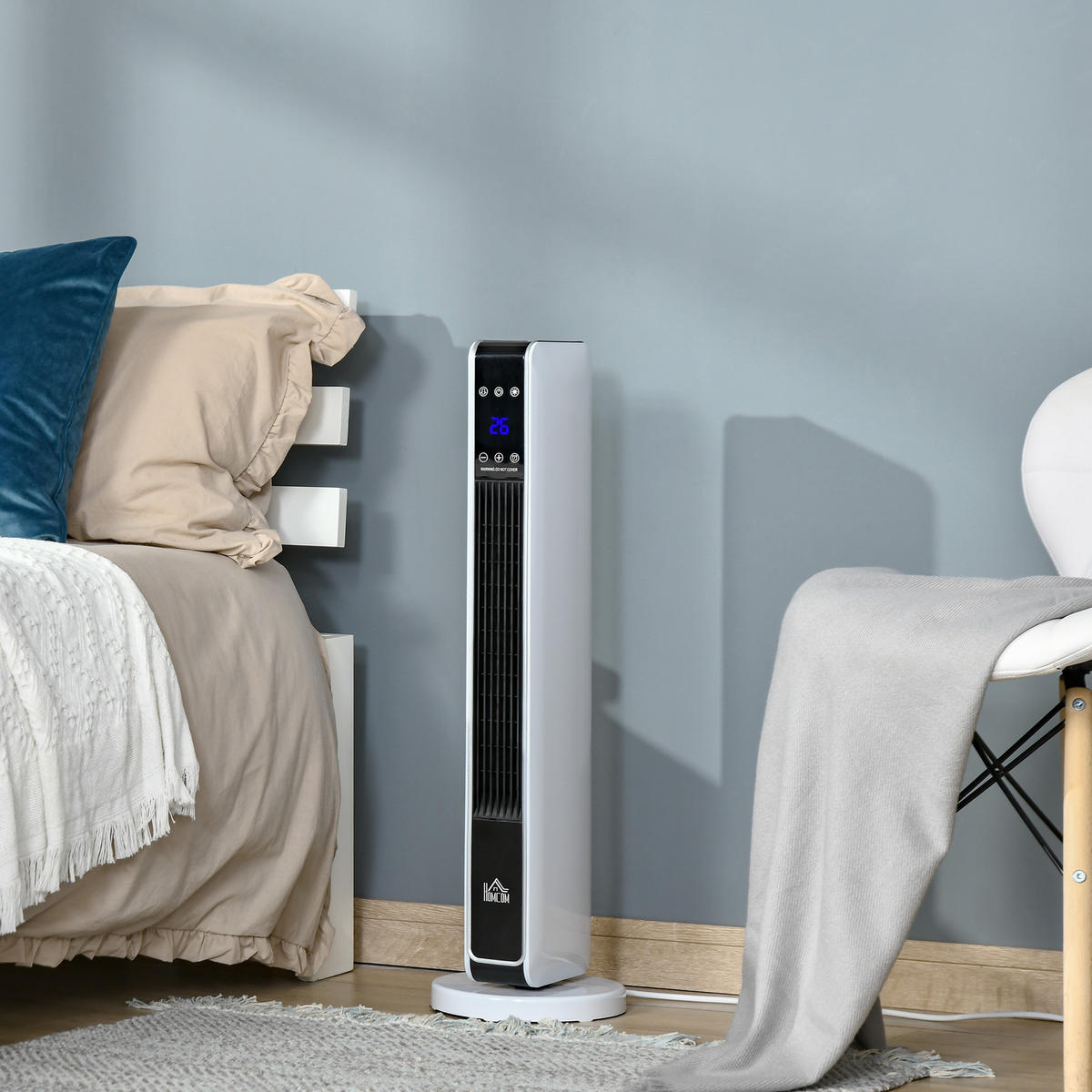 HEIZGERÄT, 2200W, mit Fernbedienung 8-Stunden-Timer, ABS, PA, Weiß+Schwarz - Weiß, Kunststoff (21/73/21cm) - HOMCOM