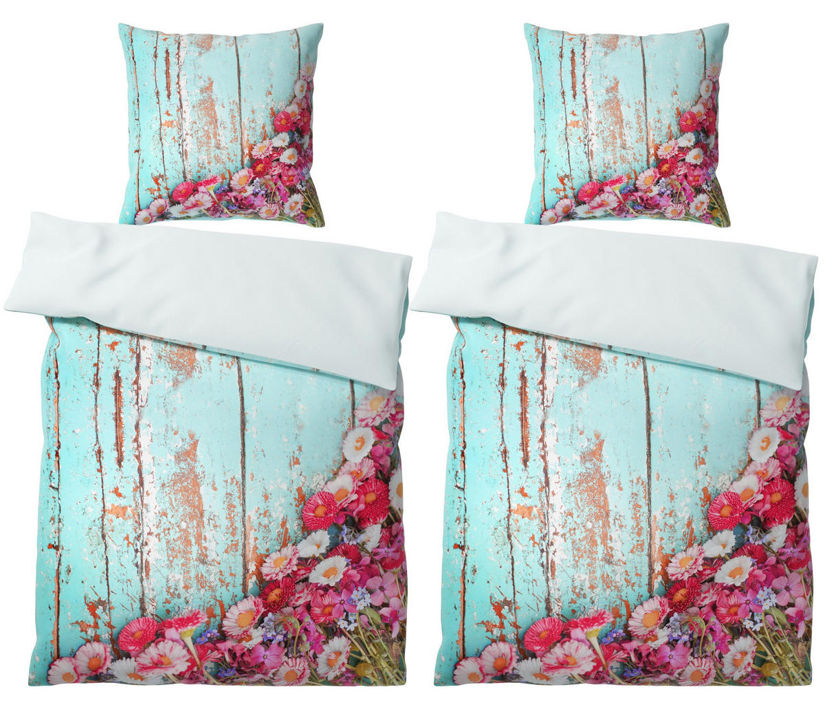 BETTWÄSCHE 4-teilig Spring - Pink, Naturmaterialien (135/200cm) - Sanilo