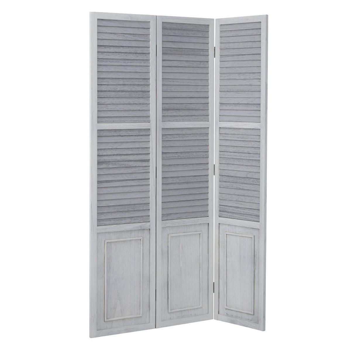 PARAVENT 3-tlg. 120/170 cm Weiß shabby washed - Weiß, Holz (120/170/2cm) - Homestyle4u