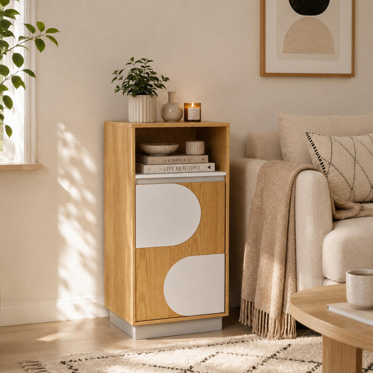 BADEZIMMERSCHRANK 85cm - Akaziefarben, Holzwerkstoff (30/85/40cm)