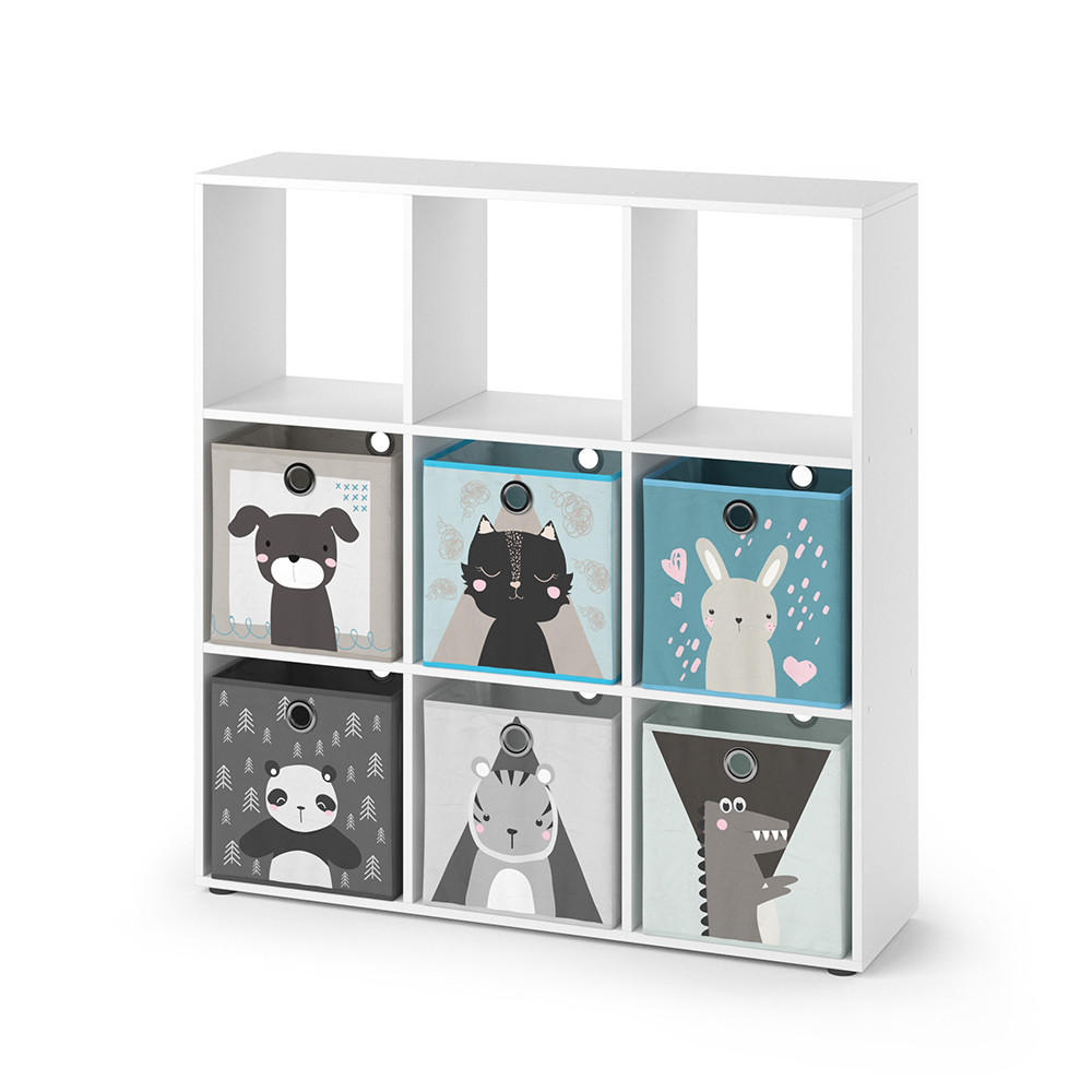 KINDERREGAL Nove Weiß 104 x 108 cm mit 6 Faltboxen - Weiß, Holzwerkstoff (104/108/29cm) - Vicco