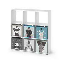 KINDERREGAL Nove Weiß 104 x 108 cm mit 6 Faltboxen - Weiß, Holzwerkstoff (104/108/29cm) - Vicco