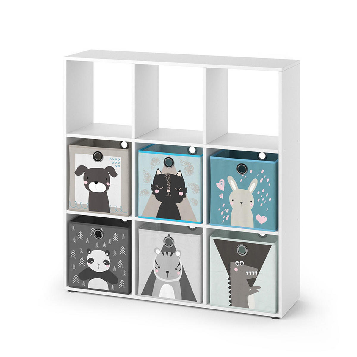 KINDERREGAL Nove Weiß 104 x 108 cm mit 6 Faltboxen - Weiß, Holzwerkstoff (104/108/29cm) - Vicco