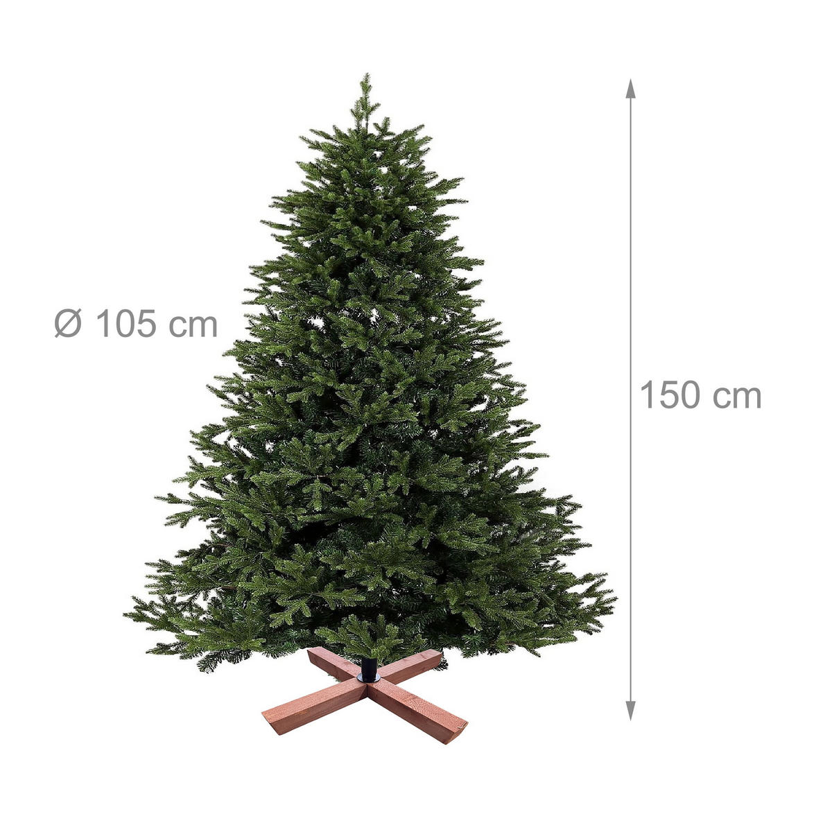 KUNST-WEIHNACHTSBAUM - Dunkelgrün, Holz/Kunststoff (150cm) - Relaxdays