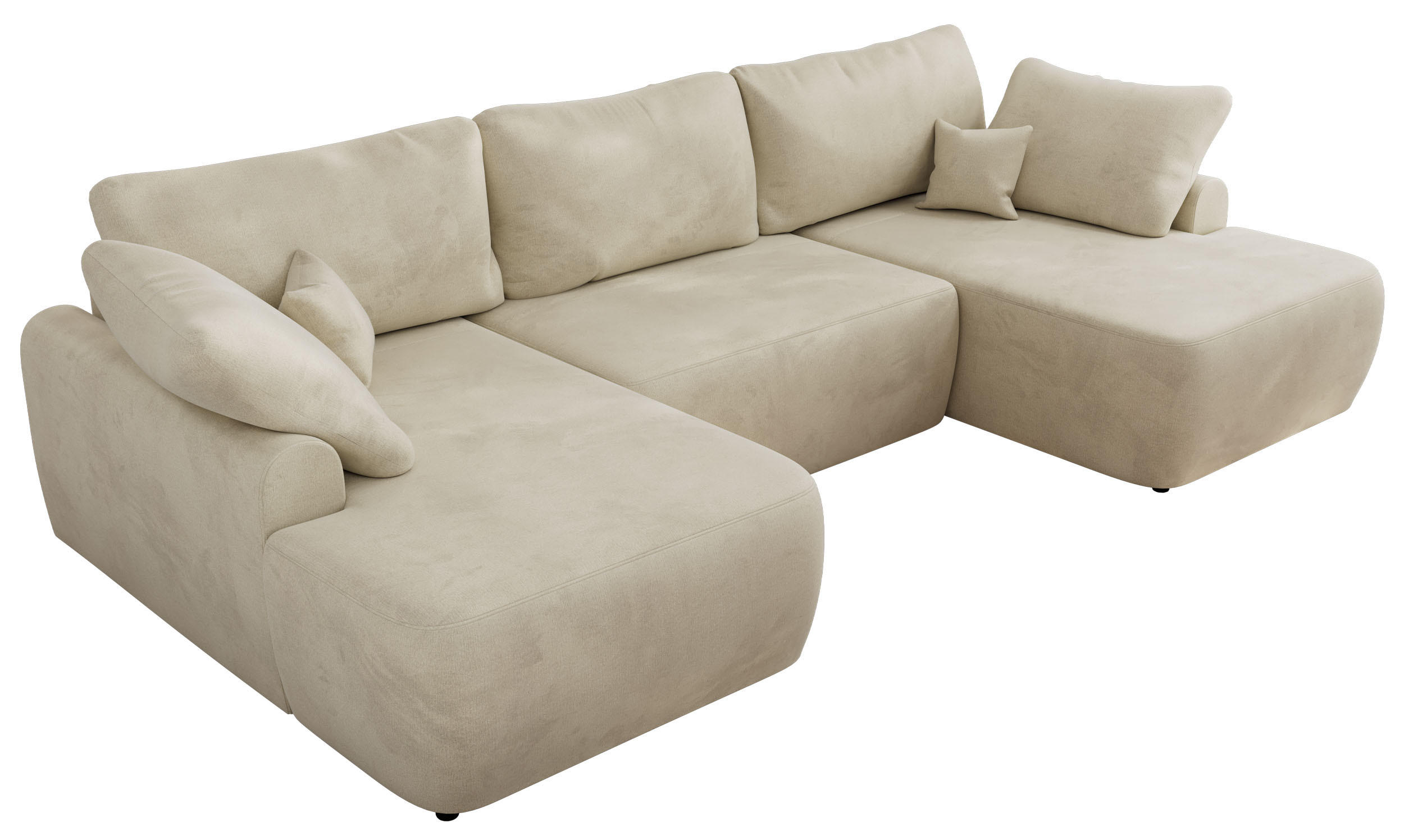 WOHNLANDSCHAFT CUBO U Beige Velvet - Beige/Schwarz, Kunststoff/Textil (370/100/187cm) - MKS
