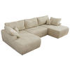 WOHNLANDSCHAFT CUBO U Beige Velvet - Beige/Schwarz, Kunststoff/Textil (370/100/187cm) - MKS
