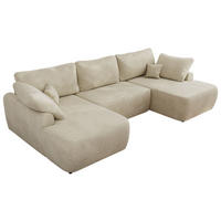 WOHNLANDSCHAFT CUBO U Beige Velvet - Beige/Schwarz, Kunststoff/Textil (370/100/187cm) - MKS