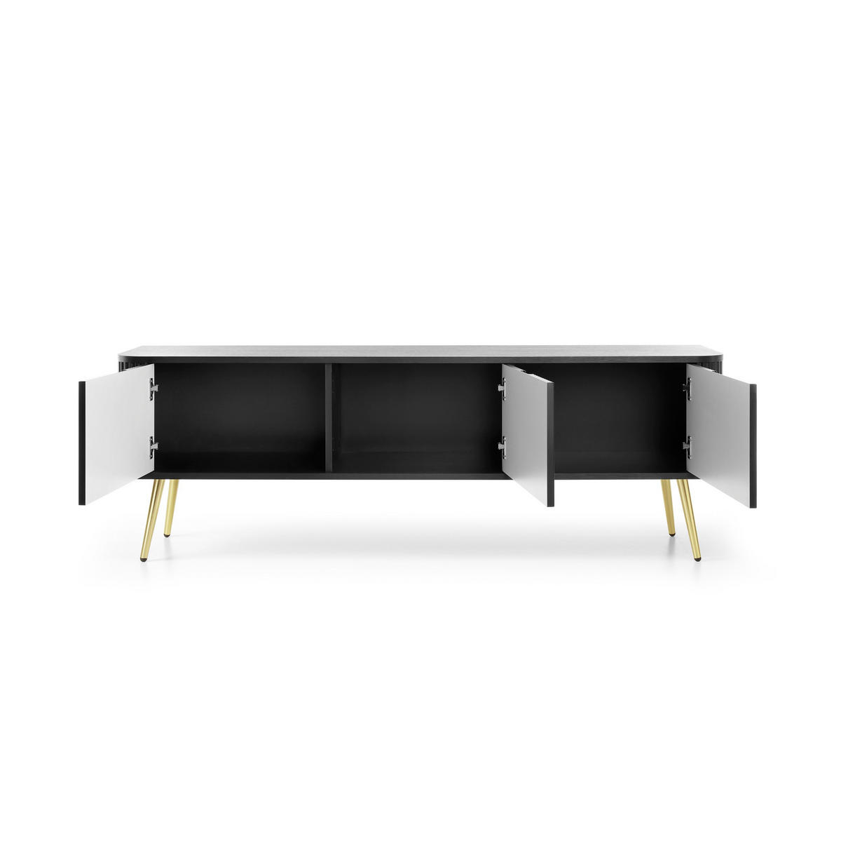 LOWBOARD ZENZERO 168x39x57 cm mit 3 Türen Schwarz - Goldfarben/Schwarz, Holzwerkstoff (168/57/39cm) - MASSENO