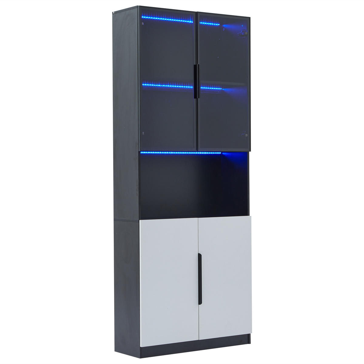 VITRINE weiß 80/30/200 cm - Weiß, Glas/Holzwerkstoff (80/200/30cm) - Urban Meuble