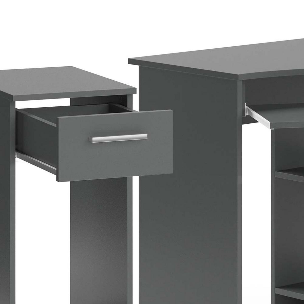 ECKSCHREIBTISCH Odin Anthrazit 83 x 76 cm Set mit PC-Schrank - Anthrazit, Holzwerkstoff (76/83/77cm) - Vicco