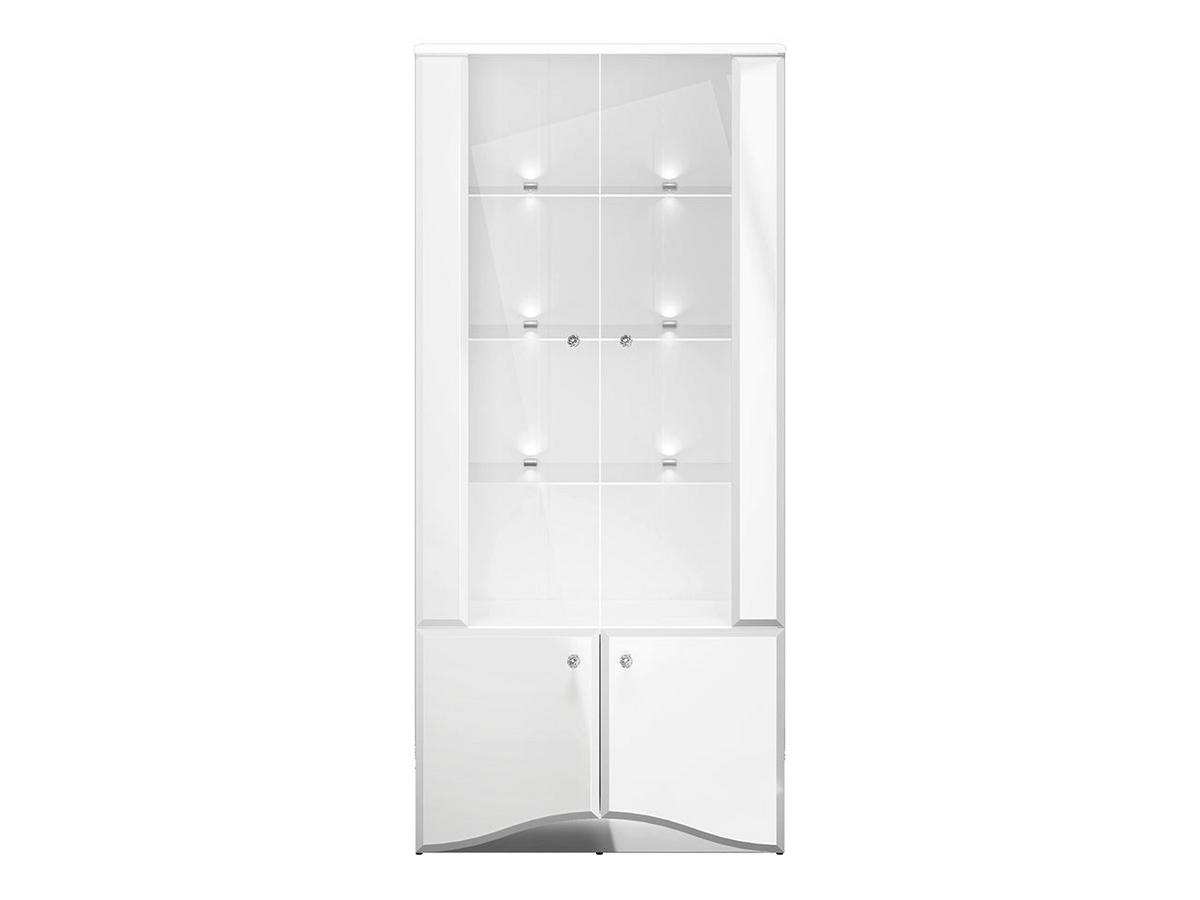 VITRINE – 87 cm – Glamour – Weiß Hochglanz - Weiß Hochglanz, Holzwerkstoff (87/190/41cm) - hi-markt