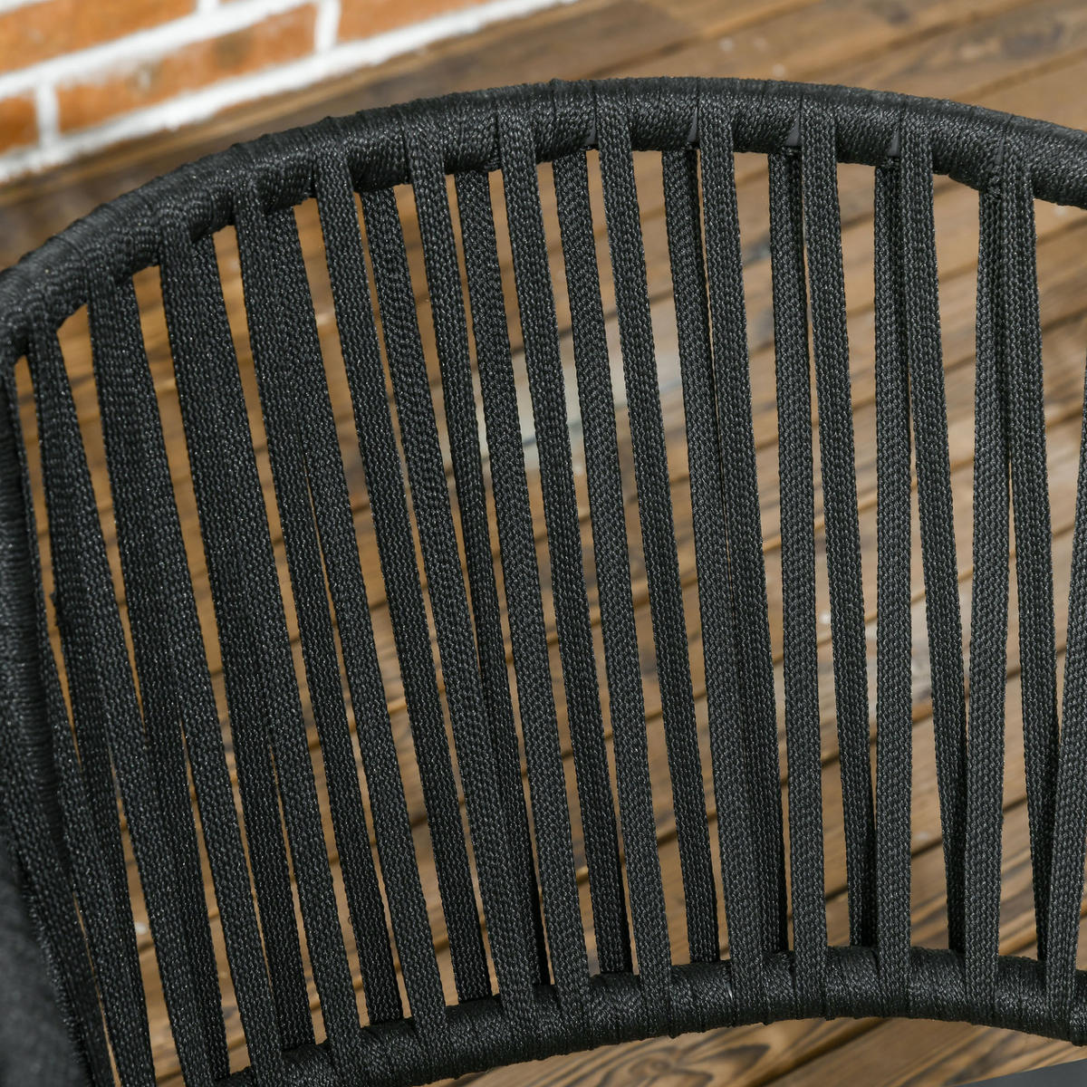 GARTENSTUHL aus Stahl 57x60x71 cm Schwarz mit Kissen, handgeflochtener Sitzschale im Boho-Stil - Schwarz, Metall (60/71/57cm) - Modfu