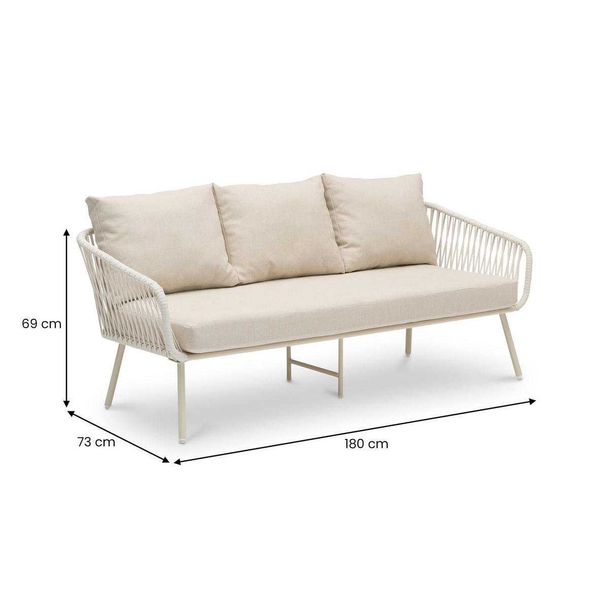 LOUNGEGARNITUR MYKONOS - Beige, Metall - IDIMEX