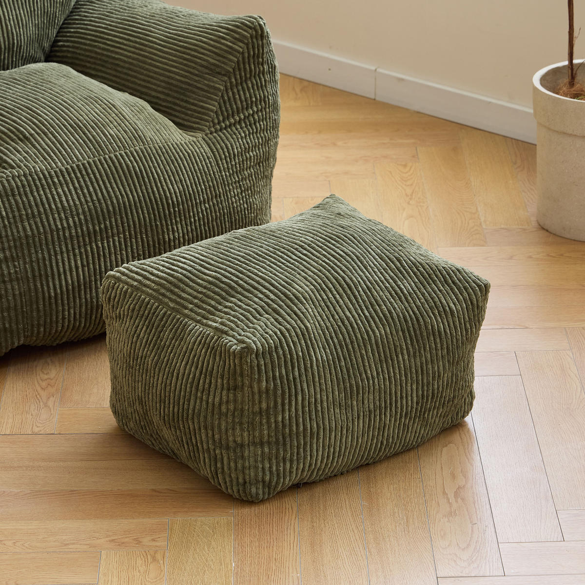POUF kord Grün - Grün, Textil (95/80/95cm) - Nordlys