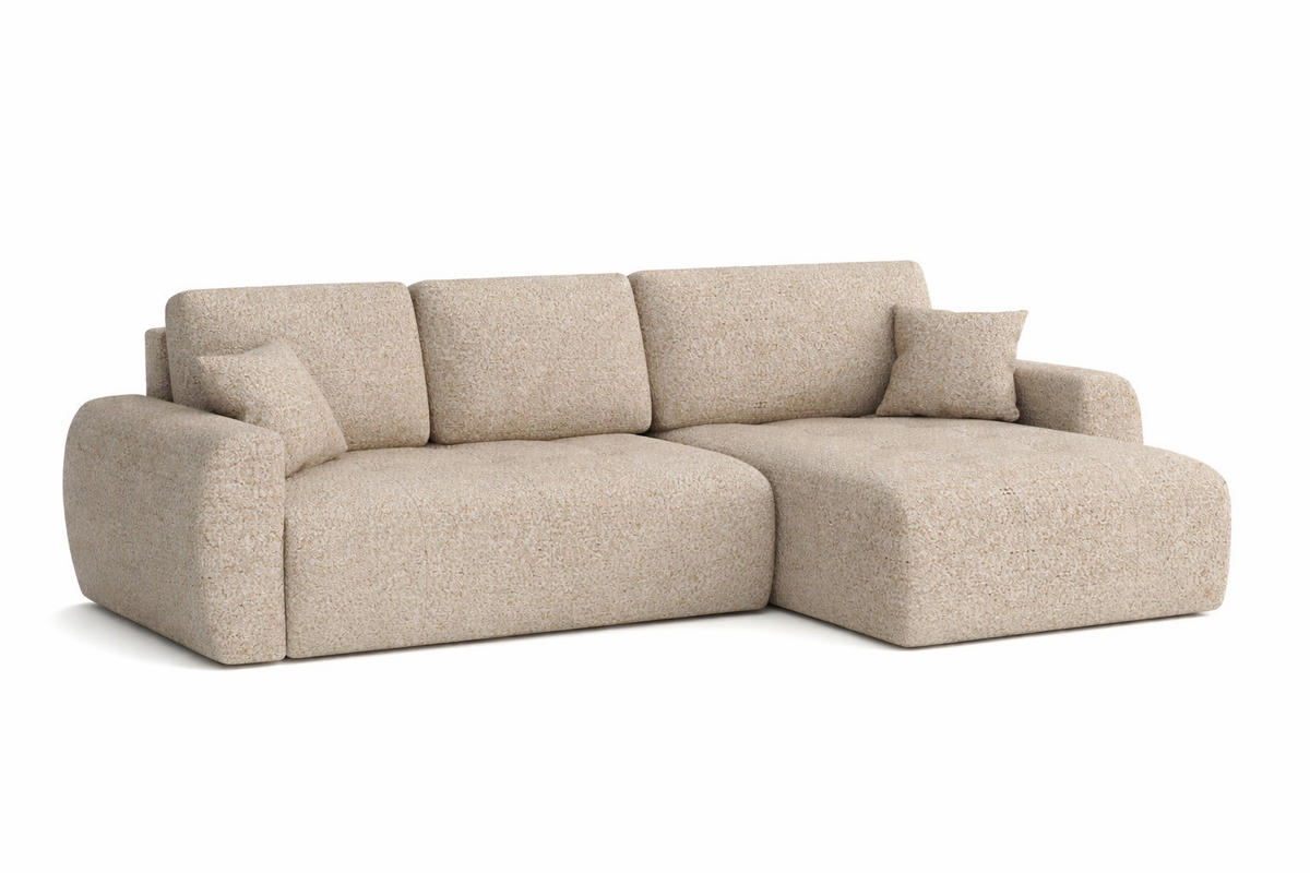 ECKSOFA Mit Schlaffunktion Und Bettkasten L-Form Ivo L, Chenille-Stoff Artico, Beige, Rechts - Sandfarben, Holz (250/142cm) - Kaiser Möbel