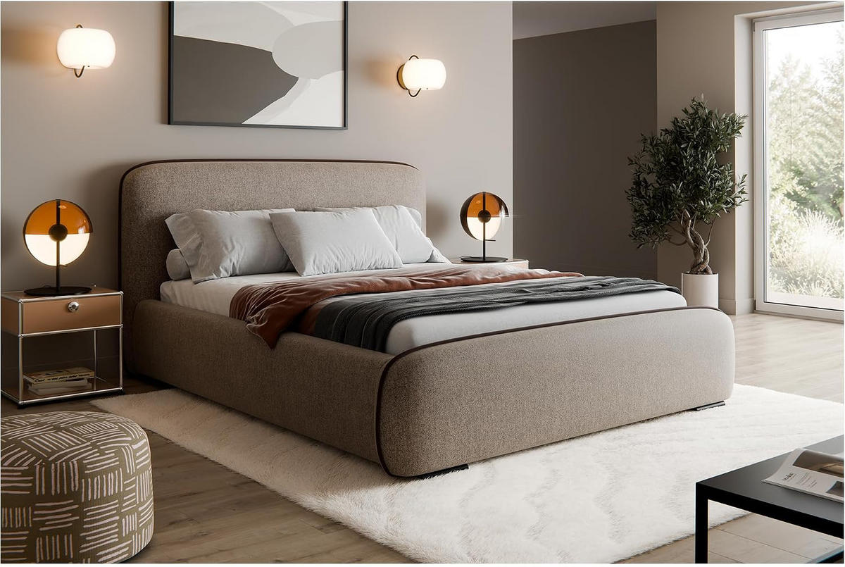 BETT BELLION - Braun, Holzwerkstoff (180/200cm) - Meblini