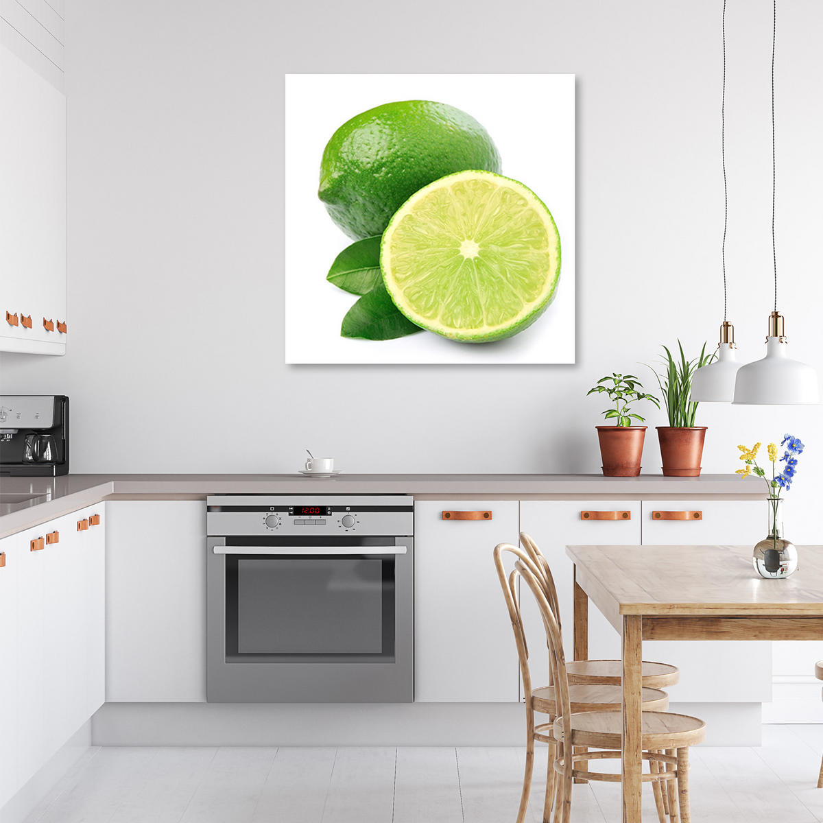 WANDBILD limette obst - Grün, Textil (50/50cm) - Feeby