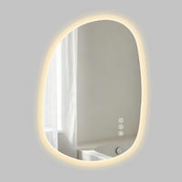 BADSPIEGEL mit Beleuchtung 70/50 cm asymmetrisch rahmenlos LED dimmbar mit Antibeschlag - Transparent, Glas (50/70/2.5cm) - S'AFIELINA