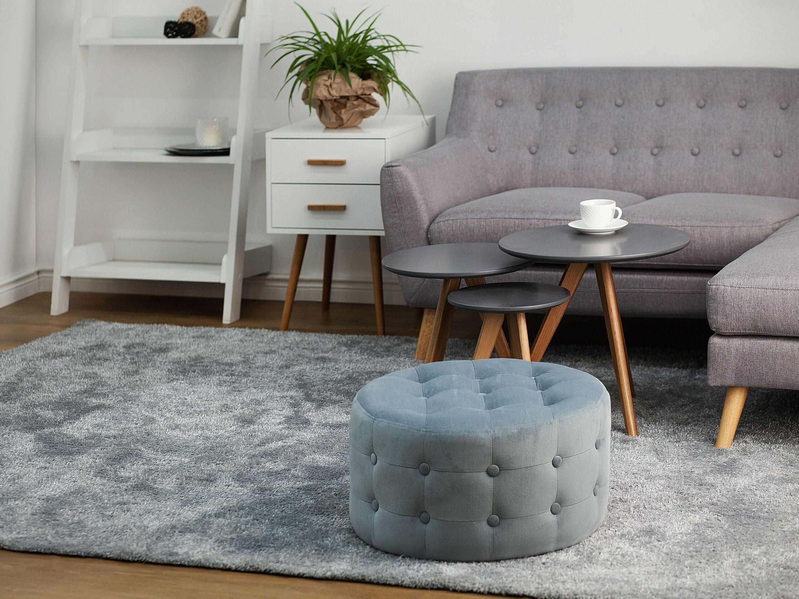 POUF Tampa 55/55/30 cm - Grau, Textil (55/30/55cm) - Beliani
