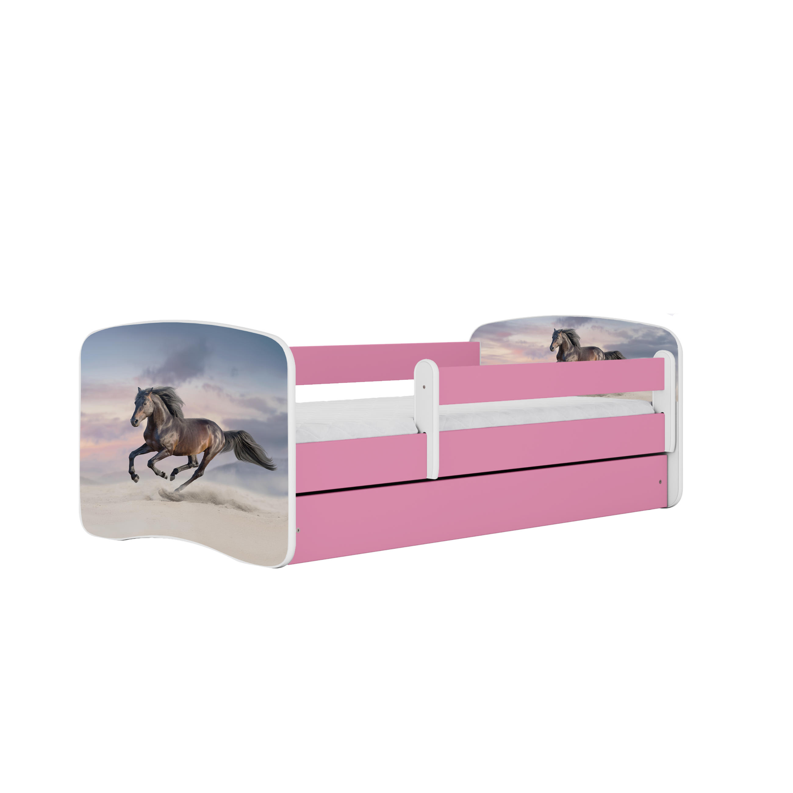 KINDERBETT Pferd im Galopp mit Schublade und Matratze 180/80 - Rosa, Holzwerkstoff (80/180cm) - RAUMHIRSCH FURNITURE