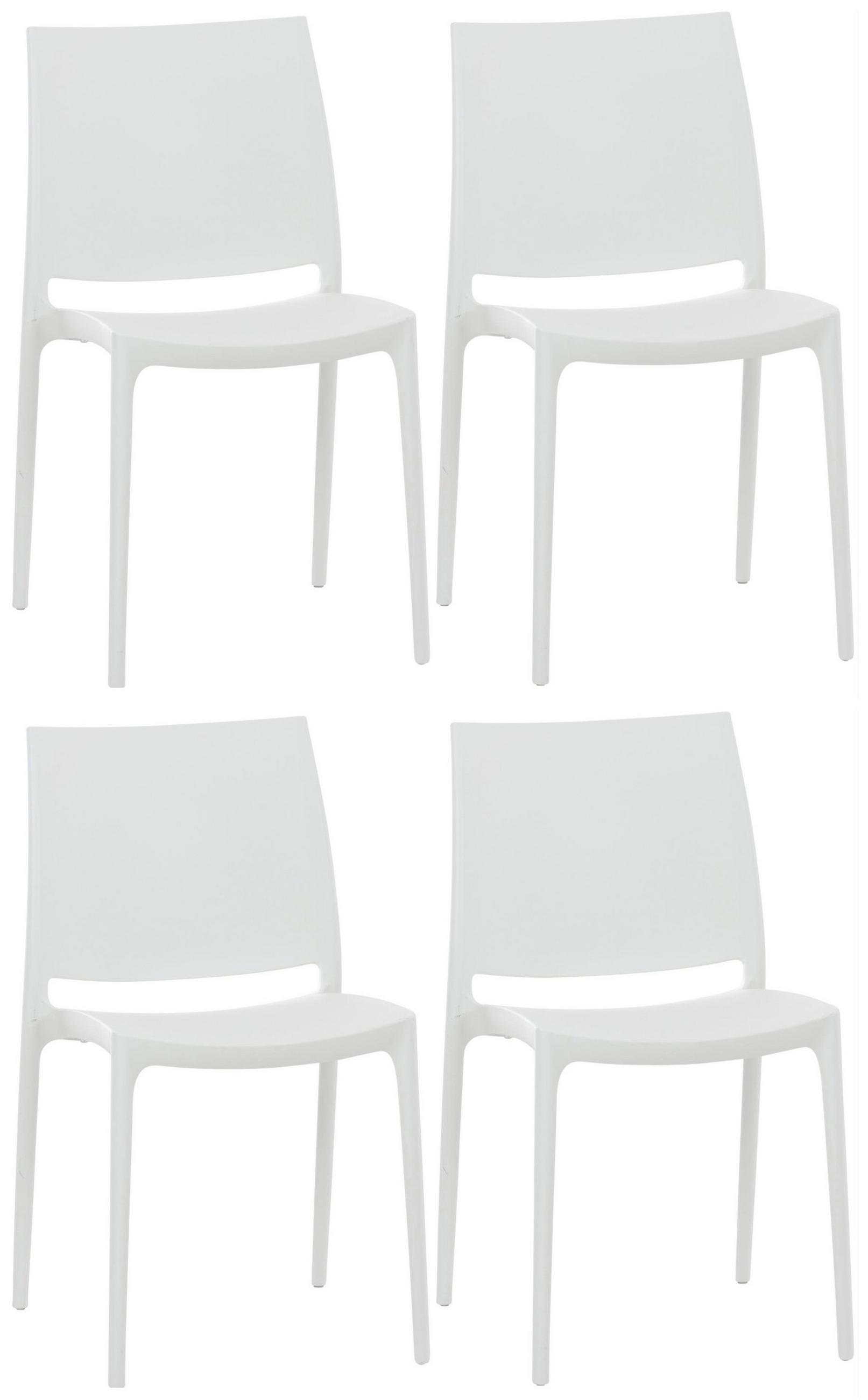 GARTENSTUHL 4er Set Kunststoff weiß - Weiß, Kunststoff (44/81/50cm) - CLP
