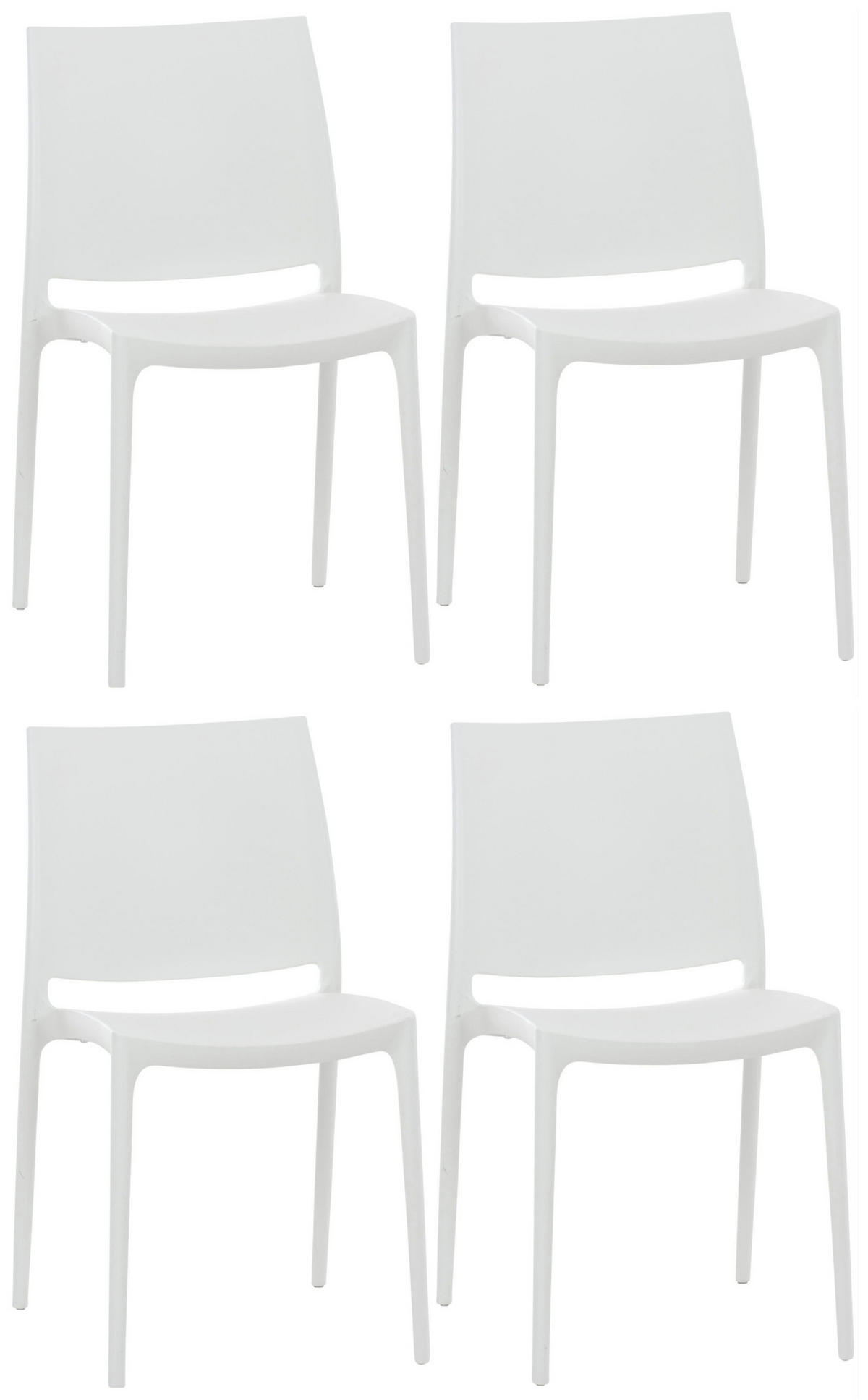 GARTENSTUHL 4er Set Kunststoff weiß - Weiß, Kunststoff (44/81/50cm) - CLP