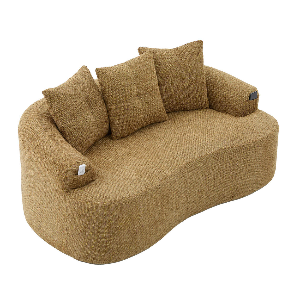 SOFA 2-Sitzer Chenille 164 x 92 x 60 cm Senfgelb - Gelb, Holzwerkstoff (164/60/92cm) - Meubliv