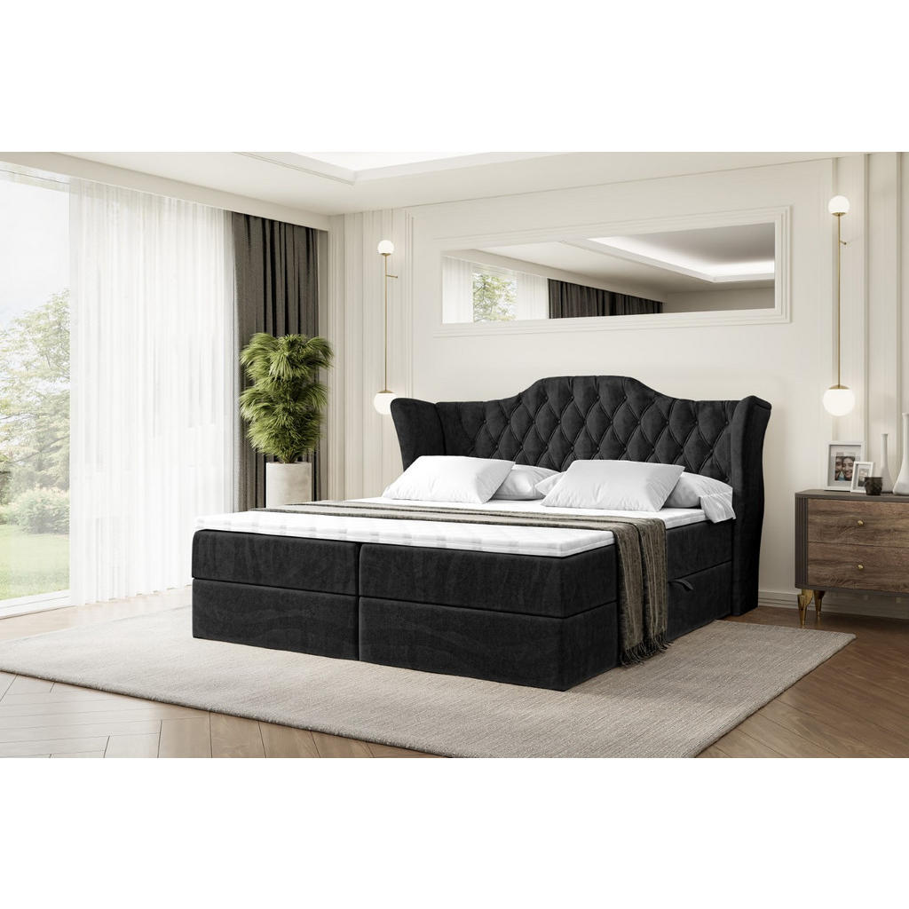 Thumbnail - Altdecor Boxbett, Schwarz, Holzwerkstoff, Höhe ca. 20 cm, 200x200 cm, Schlafzimmer, Betten, Boxspringbetten
