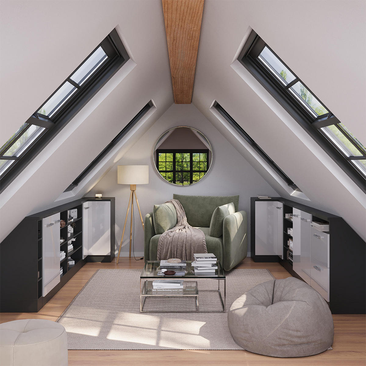 DACHSCHRÄGENSCHRANK ECKSCHRANK Rion Weiß Hochglanz/Anthrazit 75.6 x 81.6 cm mit 1 Tür - Weiß Hochglanz/Anthrazit, Holzwerkstoff (75.6/81.6/75.6cm) - Vicco