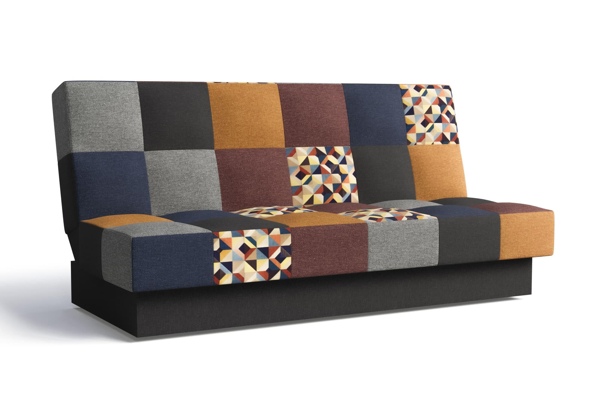 SCHLAFSOFA - Cyprus patchwork - Weinrot + Gelb - Weinrot, Holz (192/85/92cm) - Möblo