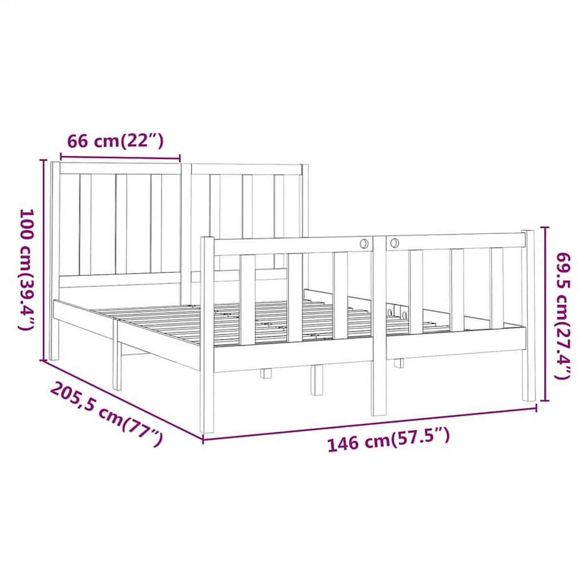 BETT Nenninger 146/205.5 cm - Braun, Holz (140/200cm) - Nettlife