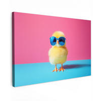 LEINWANDBILD Chick - Sonnenbrille - Blau Deko Schlafzimmer 30x20 cm - Pink/Gelb, Textil (30/20cm) - MuchoWow