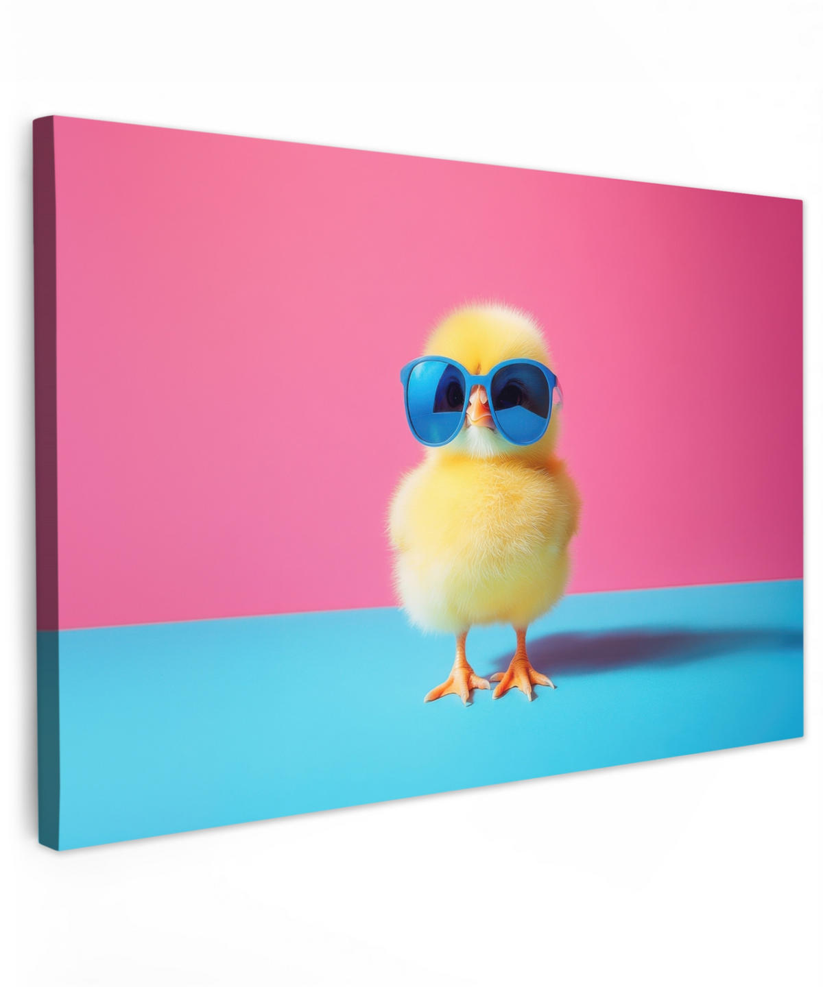 LEINWANDBILD Chick - Sonnenbrille - Blau Deko Schlafzimmer 30x20 cm - Pink/Gelb, Textil (30/20cm) - MuchoWow