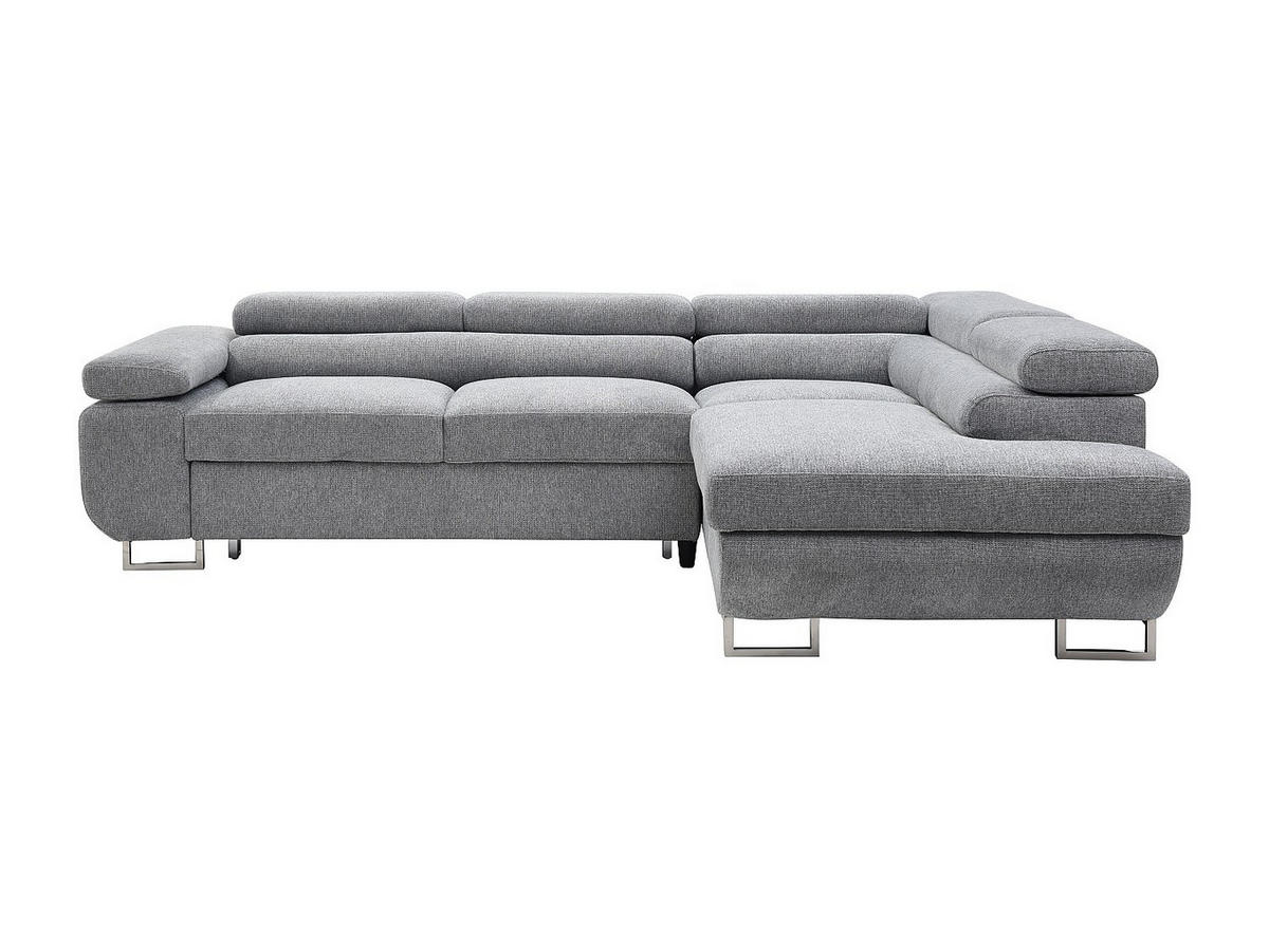 ECKSOFA mit Schlaffunktion - Ecke rechts - Strukturstoff - Grau - NURAZIO - Grau, Textil (268/202cm) - Vente-Unique