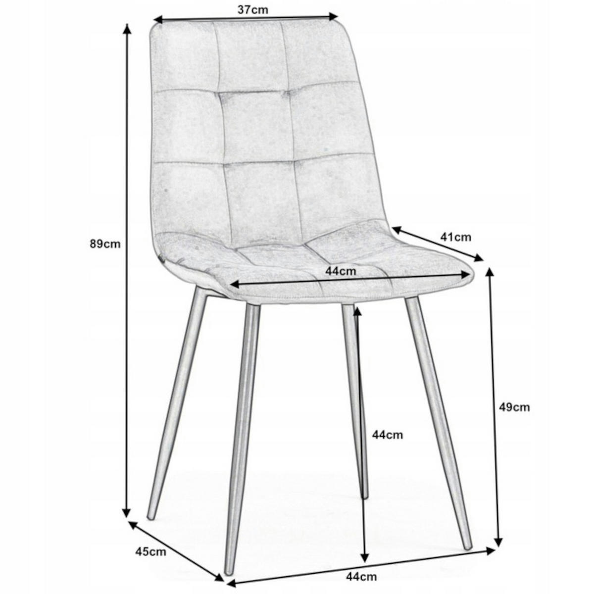 STUHL PARMA gepolsterter mit Steppung - dunkelbeige - Samt Velour - Beige/Schwarz, Textil/Metall (44/89/45cm) - NEW HOME