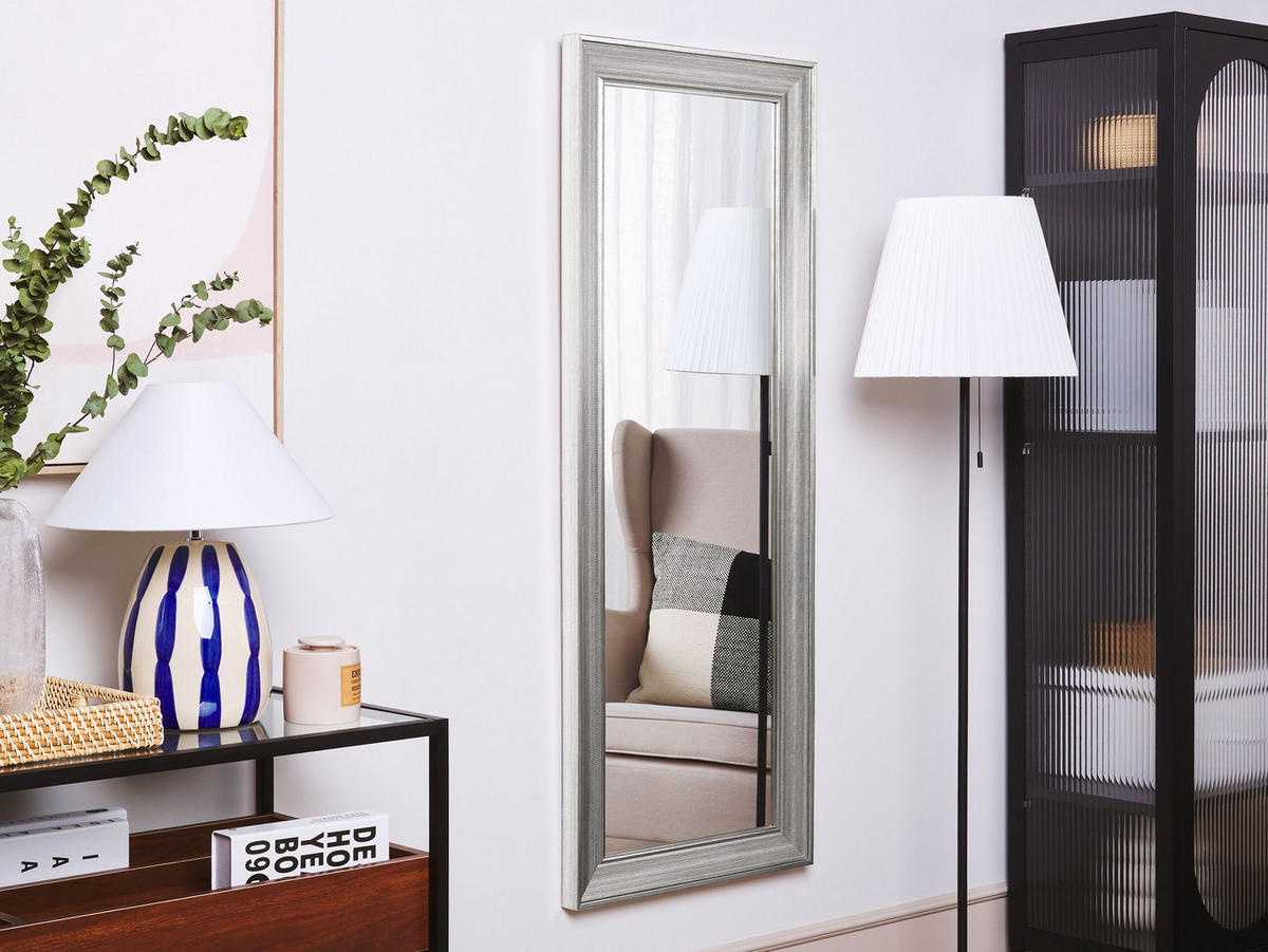 WANDSPIEGEL silber rechteckig 50/130 cm Bubry - Silberfarben, Kunststoff (50/130/3cm) - Beliani