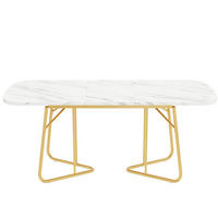 JEDÁLENSKÝ stôl 140/180/80 cm, MDF s mramorovým dekorom, biely, rozkladací - bridlicová, kompozitné drevo (180/80/75cm) - BEAOK