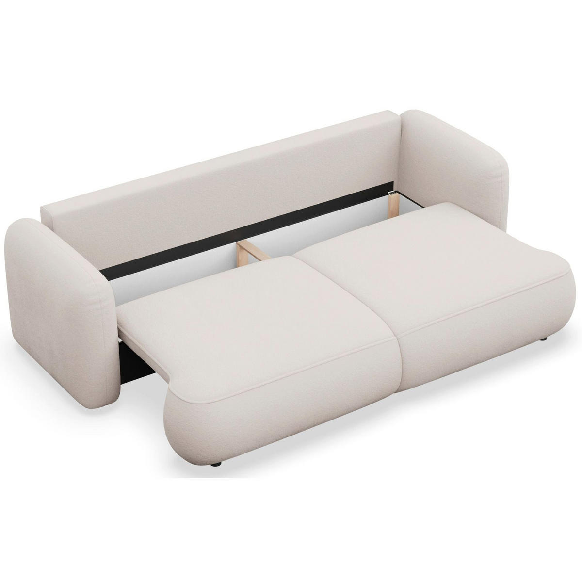 3-SITZER SCHLAFSOFA Tvoya Hellbeige Chenille - Ecru/Schwarz, Kunststoff/Textil (253/82/110cm) - Selsey