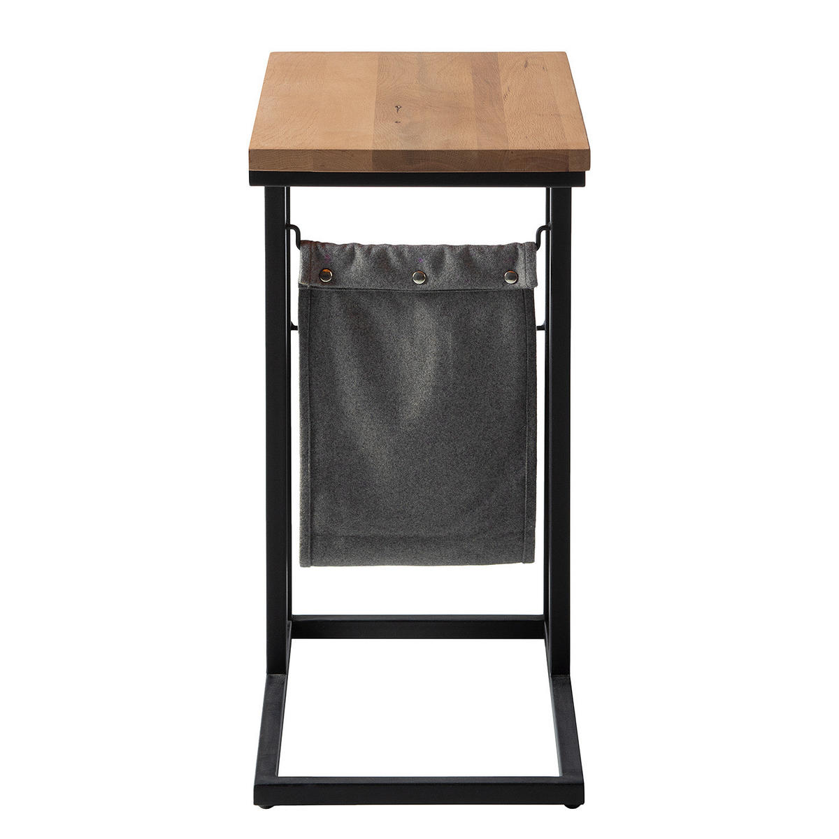 BEISTELLTISCH mit Ablage - Eiche massiv / Eisen - Eiche / Schwarz - Schwarz/Braun, Holz/Metall (30/50/60cm) - home24