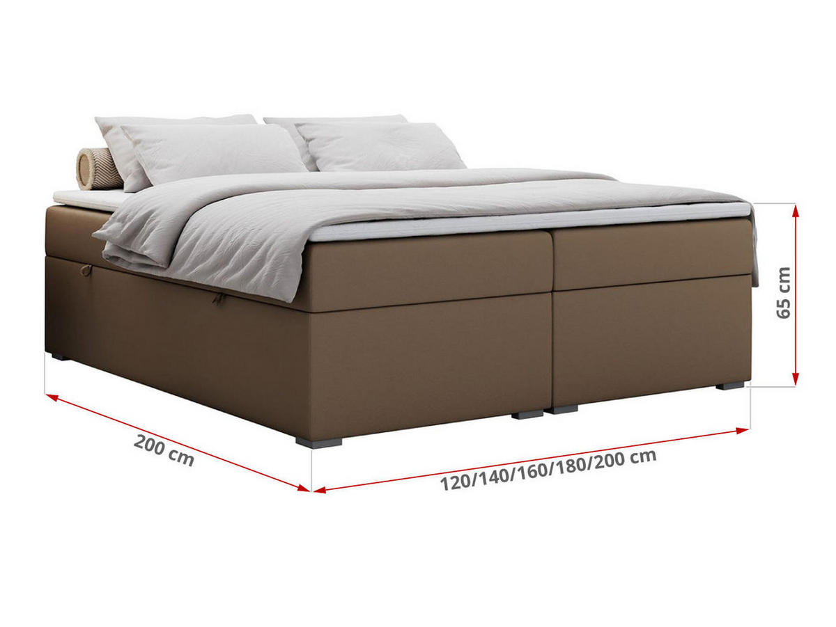 BOXBETT BESS 140/200 Braun Kunstleder - H4 - Braun, Holz/Textil (140/200cm) - MKS