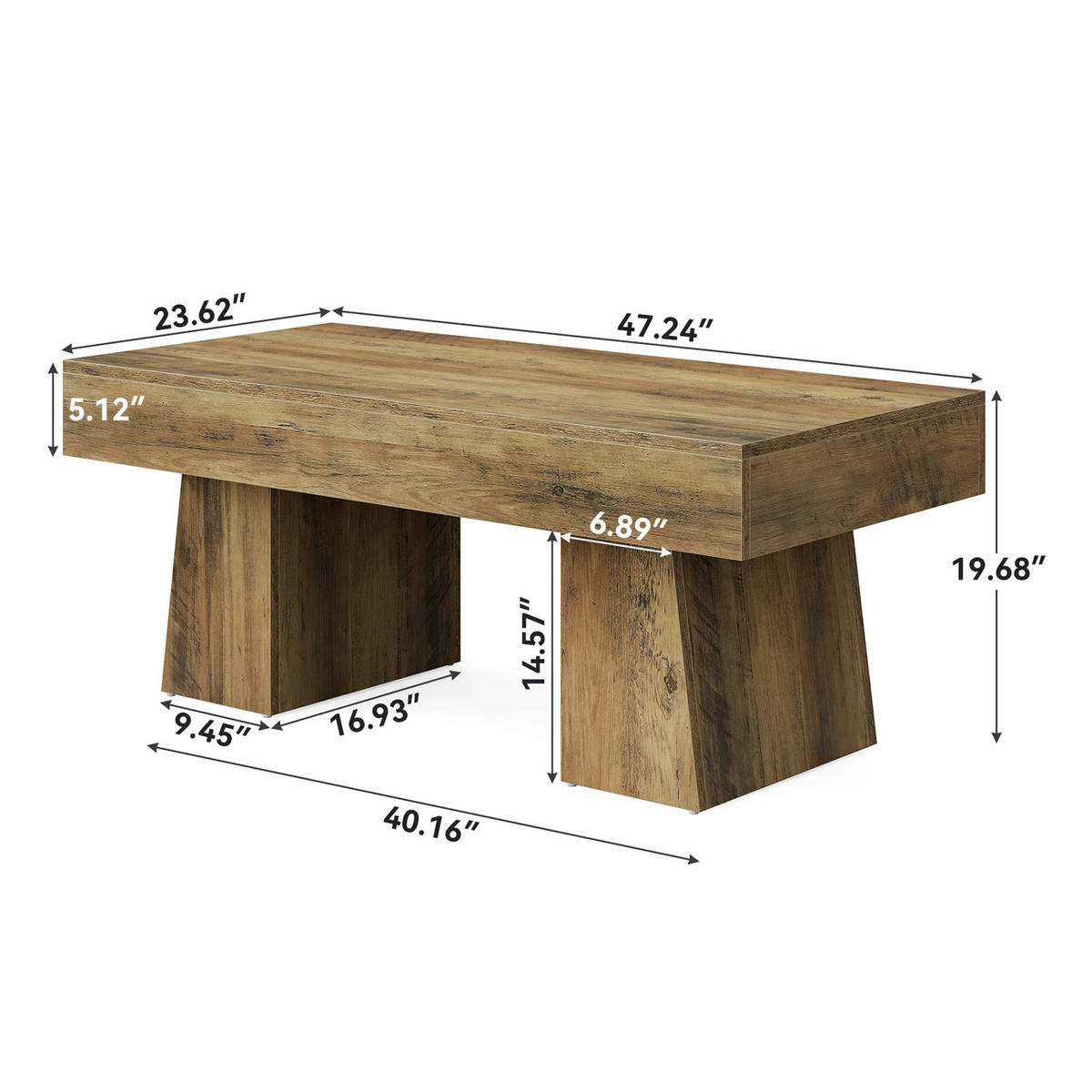 COUCHTISCH 120 cm mit massivem Sockel - Naturfarben, Holz (60/120/50cm) - Bomclap