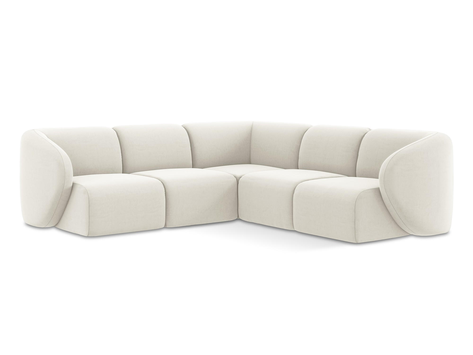 ECKSOFA Samt Stoff Beige - Creme/Schwarz, Holzwerkstoff/Kunststoff (251/251cm) - Makamii