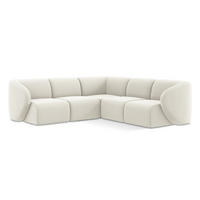 ECKSOFA Samt Stoff Beige - Creme/Schwarz, Holzwerkstoff/Kunststoff (251/251cm) - Makamii