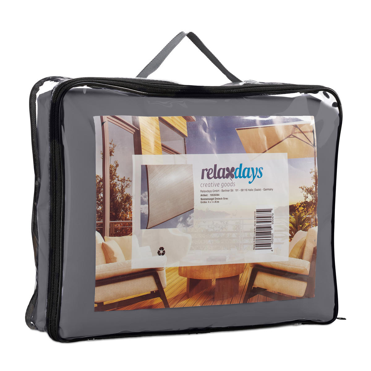 SONNENSEGEL - Grau, Textil/Metall (600/510cm) - Relaxdays