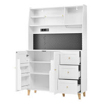 BUFFET 120/40/184 cm weiß aus MDF mit Steckdosen und Lochplatte - Weiß, Holzwerkstoff (120/184/40cm) - OKWISH