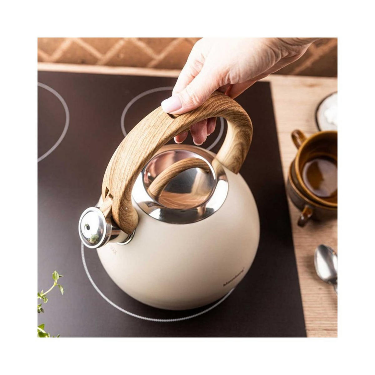 WASSERKESSEL Beige 18.5/18.5/25 cm 64825 - Beige, Metall (18.5cm) - Klausberg 